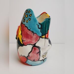 Art Pottery Vase 7.5" Handmade Multicolor Unique Shape, Beautiful!